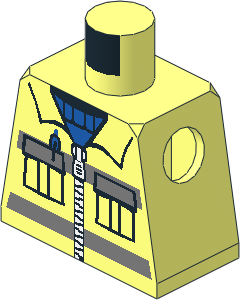 Minifig Torso with Blue Shirt and Safety Stripes Pattern
