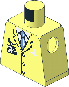 Minifig Torso with Airplane Logo, White Shirt and Suit Pattern