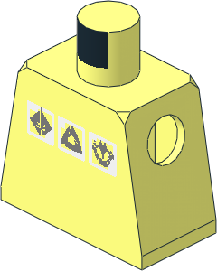 Minifig Torso with Three White and Silver Squares Pattern