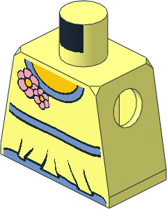 Minifig Torso with Medium Blue Trim and Flowers Pattern