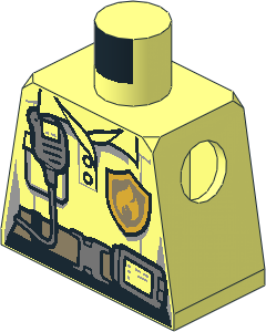 Minifig Torso with Female Firefighter Vest with Gold Badge and Belt with Radio Pattern