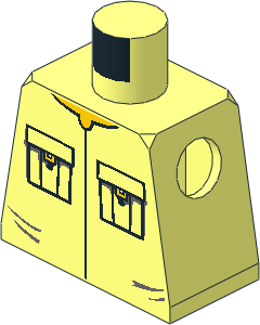 Minifig Torso with Yellow Neck and Patch Pockets Pattern