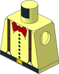 Minifig Torso with Suspenders and Red Bowtie Pattern