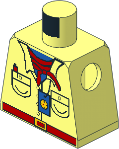 Minifig Torso with Safari Shirt, Blue Tee, Red Bandana Pattern