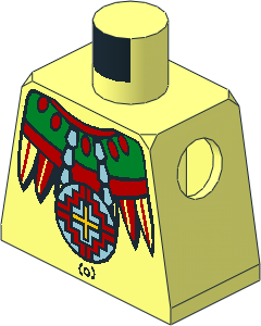 Minifig Torso with Mayan Necklace, Tribal Shirt & Navel Pattern