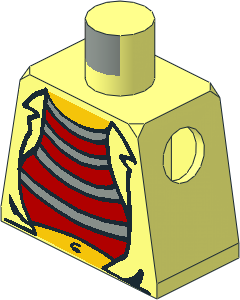 Minifig Torso with Red and Grey Shirt, Pot Belly, Jacket Pattern
