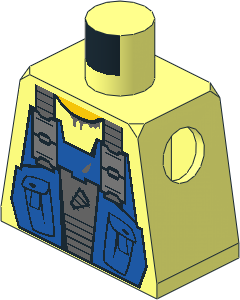 Minifig Torso with Blue Vest, Pockets, Shirt and Drill Pattern