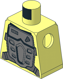 Minifig Torso with Silver Armour Front and Back and Drill Pattern