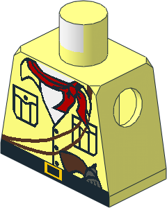 Minifig Torso with Safari Shirt, Gun, Red Bandana & White Chest Pattern