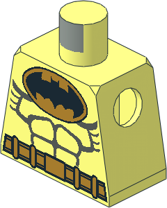 Minifig Torso with Grey and Gold Batman Pattern