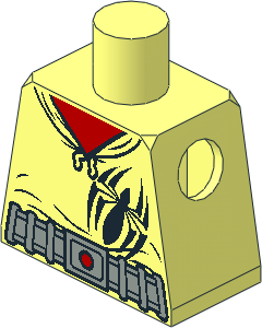 Minifig Torso with Hoodie Scarlet Spider over Red Shirt and Silver Belt Pattern