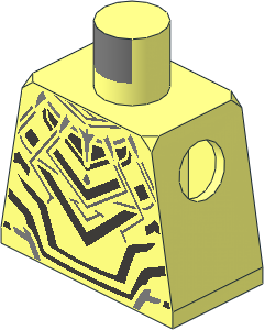 Minifig Torso with Body Armour with Dark Bluish Grey and Metallic Dark Grey Crossing Lines and Metallic Silver Teeth Necklace Pattern