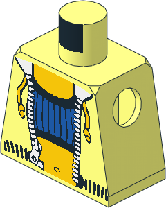 Minifig Torso with Open Jacket, Blue Top and Navel Pattern