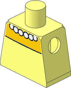 Minifig Torso with Yellow Chest and White Beads Necklace Pattern