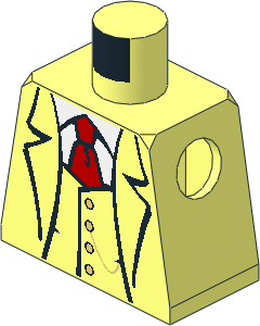 Minifig Torso with 3-Piece Suit, White Shirt and Red Tie Pattern