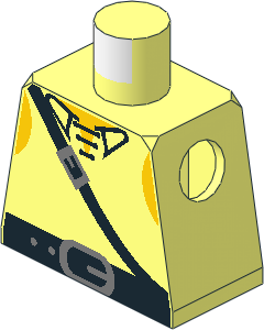 Minifig Torso with T-Shirt and Black Crossbelt, Silver Rounded Buckle Pattern