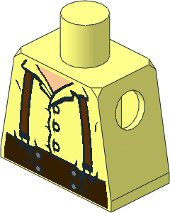 Minifig Torso with LOTR Button Shirt with Braces Pattern