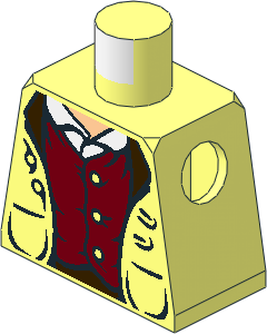 Minifig Torso with LOTR Jacket and Dark Red Vest Pattern