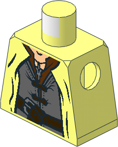 Minifig Torso with LOTR Coat, Dark Bluish Grey Shirt, Evenstar Pendant and Belt Pattern