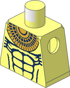 Minifig Torso with DarkBlue Muscles and Gold Necklace Pattern
