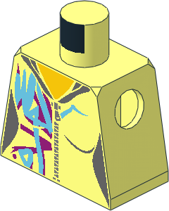 Minifig Torso with Female Hoodie with Zipper, Magenta and Medium Azure Markings Pattern