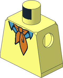 Minifig Torso with Sweater with Dark Azure Shirt with Collar and Orange Ascot Tie Pattern