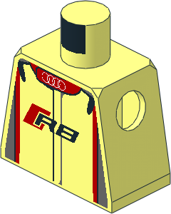 Minifig Torso with Race Suit with Audi R8 Logos and Red and White Pattern