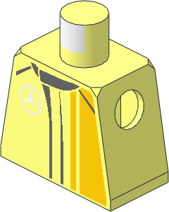 Minifig Torso with Race Suit with Mercedes AMG Logos and Yellow Stripes Pattern