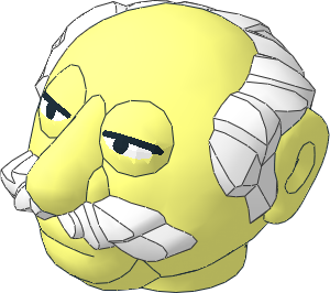 Minifig Head Muppet Waldorf with White Hair and Moustache Pattern