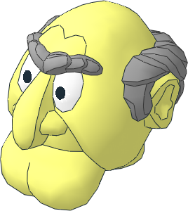 Minifig Head Muppet Statler with Light Bluish Grey Hair and Eyebrows Pattern