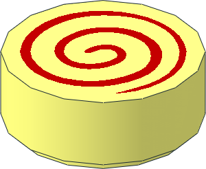 Tile  1 x  1 Round with Spiral Red Pattern