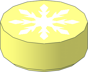 Tile  1 x  1 Round with White Eight-Pointed Snowflake Pattern