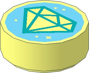 Tile  1 x  1 Round with Diamond on Medium Azure Background Pattern