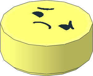 Tile  1 x  1 Round with Bright Light Yellow Emoji Sad Pattern