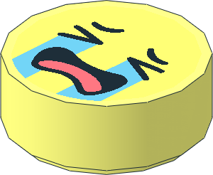 Tile  1 x  1 Round with Bright Light Yellow Emoji with Crying Medium Azure Tear Streams and Wide Open Mouth with Coral Tongue Pattern