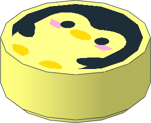 Tile  1 x  1 Round with Black Penguin with Yellow Beak and Feet and Bright Pink Cheeks Pattern