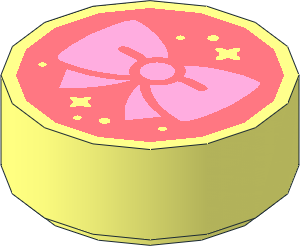Tile  1 x  1 Round with Bright Pink Bow Pattern