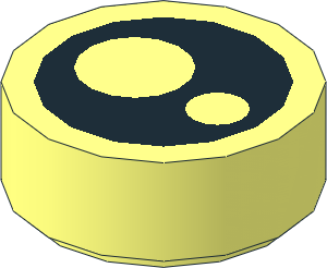 Tile  1 x  1 Round with Two Circles Within a Black Circle Pattern