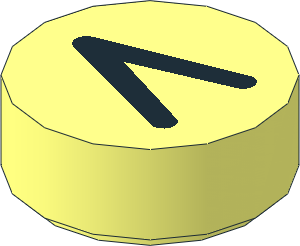 Tile  1 x  1 Round with Black "<" Pattern