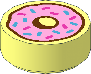 Tile  1 x  1 Round with Donut and Sprinkles Pattern