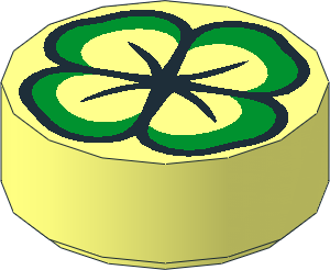 Tile  1 x  1 Round with Four-Leaf Clover Pattern