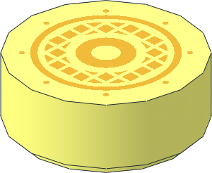 Tile  1 x  1 Round with Metallic Gold Speaker Grille Pattern