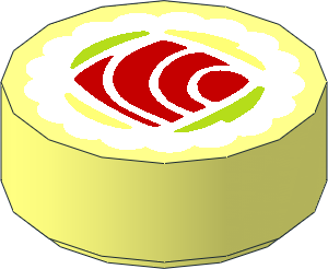 Tile  1 x  1 Round with Sushi Tuna Maki Roll Pattern