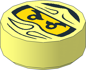 Tile  1 x  1 Round with Ninjago Trapped Kai Patternn