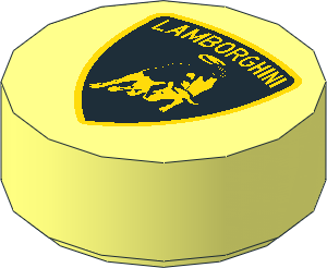 Tile  1 x  1 Round with Lamborghini Logo Pattern