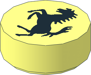 Tile  1 x  1 Round with Black Ferrari Horse Logo Pattern