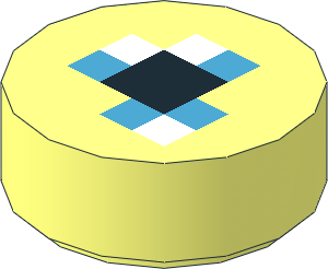 Tile  1 x  1 Round with Pixelated Blue Squares Pattern