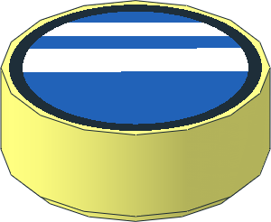 Tile  1 x  1 Round with Blue Disc and and  2 White Stripes within Black Ring Pattern