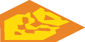 ~Tile  1 x  1 with Yellow King Symbol on Orange Pentagonal Shield - King Symbol