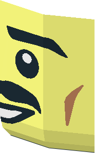 ~Minifig Head with Black Moustache and Eyebrows, Nougat Cheek Lines and Smile Half Pattern